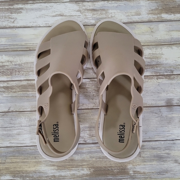 Melissa Boemia Strappy Water Resistant Slingback Sandals Women's Size 9 Taupe - Picture 7 of 10